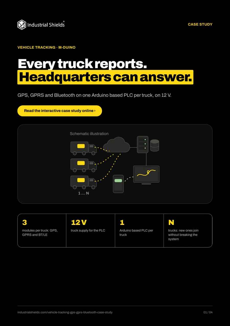 Case study: vehicle tracking with GPS, GPRS and Bluetooth on an M-Duino PLC