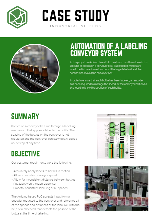Automation of a labeling conveyor system with industrial plc arduino based