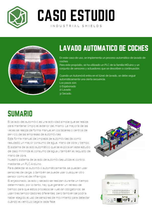 Lavado automatico de vehículos con PLC Industrial Arduino