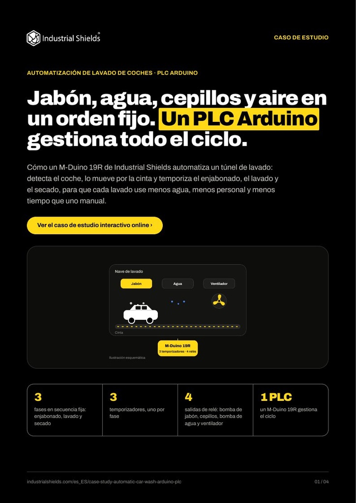Caso de estudio: lavado automático de coches con un PLC Arduino