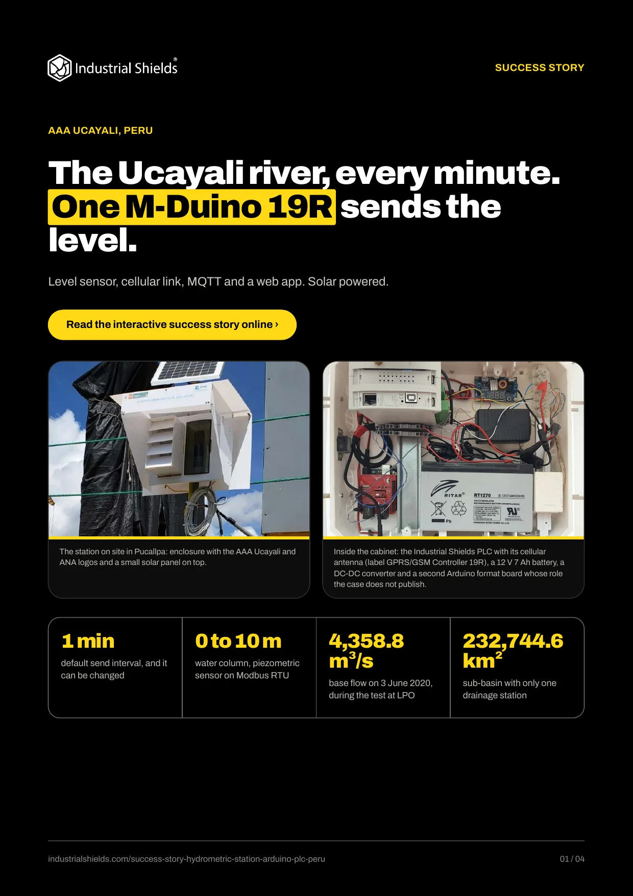 Success story: hydrometric station on the Ucayali river with an M-Duino 19R