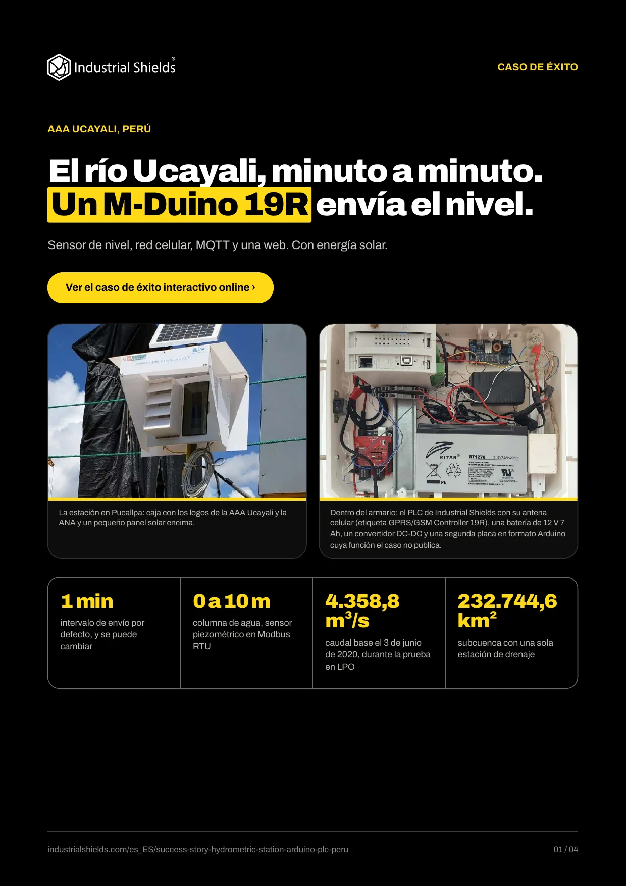 Caso de éxito: estación hidrométrica en el río Ucayali con un M-Duino 19R